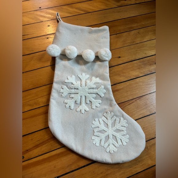 Anthropologie Other - White & Silver Textured Snowflake Christmas Stocking – Glam Holiday Decor! ✨
